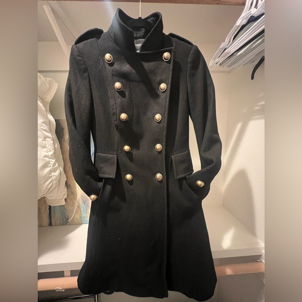 Black wool jacket gold button detail - Picture 4 of 11
